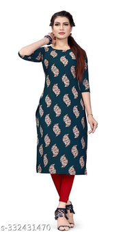 Women's Printed Black Crepe Kurti