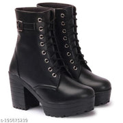 FRANINO PARIS Amazing Design Women's High Ankle Length Black Stylish, Fashionable & Trending Boots | Stylish Latest & Trendy Boots for Women