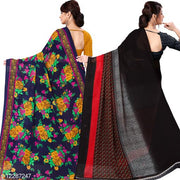 Anand Sarees Ombre, Polka Print, Floral Print Daily Wear Georgette Saree(Pack of 2)