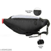 Black and white  Waist Bag for Men & Women | Water-Resistant Fanny Pack with Hidden Back Pocket & Adjustable Strap
