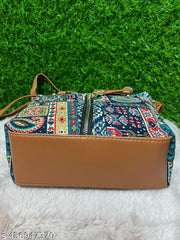 Printed Handicraft Fabric Handbag for Women Office Bag Ladies Shoulder Bag Tote For Women College Girls