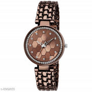 Bolun  Diamond Studded Analogue Brown Dial Women's Watch with Brown Color Bracelet