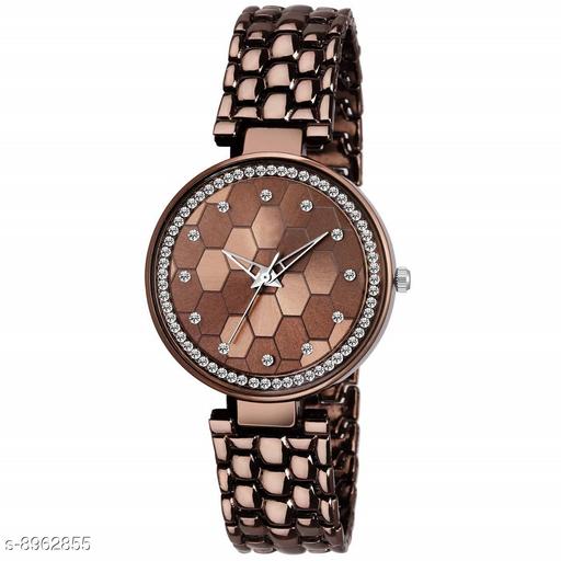 Bolun  Diamond Studded Analogue Brown Dial Women's Watch with Brown Color Bracelet