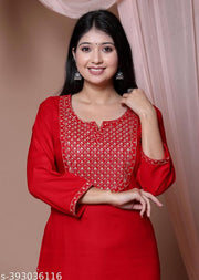Women Embroidered Straight Kurta