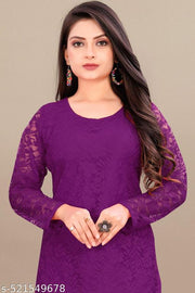 Women Net Slub Straight Kurti Women || Net Slub Kurta Set for Women || Casual Kurta Set || Occasional || Festival || Indian Straight Kurti