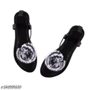 BLACK RABBIT SANDAL FLAT