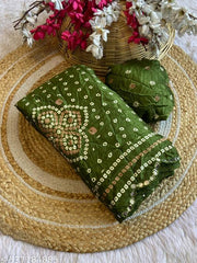 TRENDY MIRROR BORDER BANDHANI SAREE