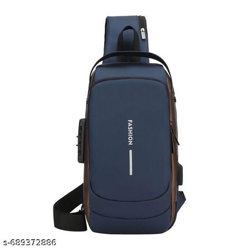 USB SLING WAIST BAG LATEST SOLID ZIPPER QUALITY 4 COMPARTMENT ZIPPER BAG