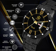 LIMESTONE All Black Day & Date Functioning Long Life Black Plated Chain HMTS Quartz Analog Watch - For Men ()