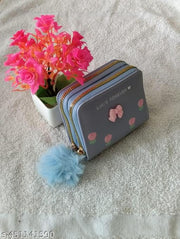 Small Double Chain Wallets with Credit Card Holder for Women and girls, Front Designs may very