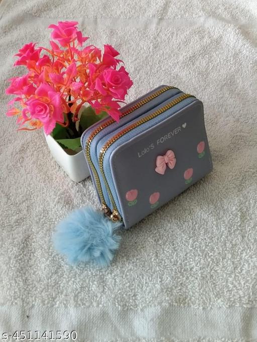Small Double Chain Wallets with Credit Card Holder for Women and girls, Front Designs may very