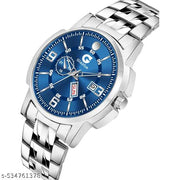 Day & Date Function Watch With Stainless Steel Chain Analog Watch - For Men