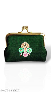 Lemonius pearls elegant zari embroidery expensive wallet for women girl