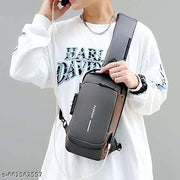 Sling Bag For Men Women, Anti-Theft Fashion Chest Bag with USB Charging Port, Messenger Bags, Waterproof Casual Shoulder Bag