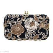 Attractive Women's Black Velvet Clutch