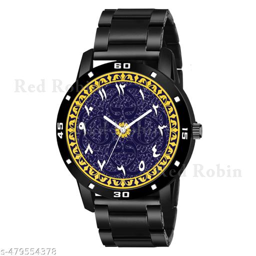 Welix Analog ISLAMIC Design Multicolour Dial Stylish Black Silicone Strap Wrist Watch for Muslim Men and Boys, Pack of 1 - IW007-ARB-AVO-BLK-CDBLK