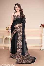 Women's Trendy Party Wear Chiffon Plain Saree