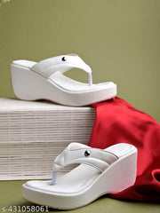 Shoetopia Ethnic White Wedges For Women & Girls
