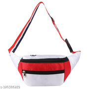 ZnW 3 Zipper Hiking Traveler Sports Waist Pouch Cycling Walking Running Chest Bag Waist bag( Red/White)