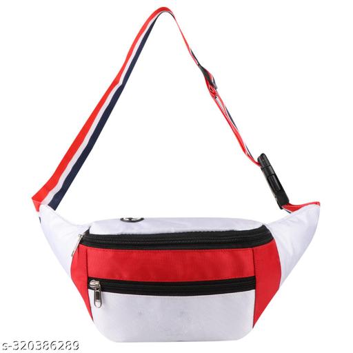 ZnW 3 Zipper Hiking Traveler Sports Waist Pouch Cycling Walking Running Chest Bag Waist bag( Red/White)