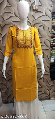 Trendy Women's Straight Embroidery Kurtis