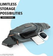 Flikker: Stylish Unisex Polyester Kawar Yatra Waist Bag | Water-Resistant Crossbody Chest Bag Trendy Side Bag  for Boys Belt Bag Girls Unisex Crossbody Wallet Purse Small Wallet Pouch Fanny Pack Swag Bag for Man Hip Bag (Grey, Pack of: 1)