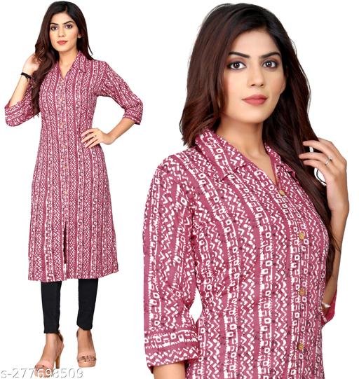 Pink Fashion Rayon cotton Kurtis for women