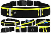 Running Belt Waist Bag with 3 Zipper Pockets, Black