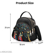 SYGA Women's Mini Backpack - Multi-Purpose Shoulder Bag  with Under The Tree Pattern (Black)