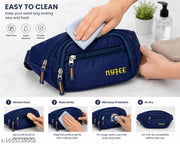 Nyfee Unisex blue Waist Bag for Men & Women | Multi-Pocket Travel Sling Bag | Adjustable Strap