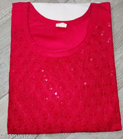 women cotton chikan Embroidery Kurtis