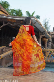 ORGANZA MUTTY COLOUR SAREE  IN FANCY DISION