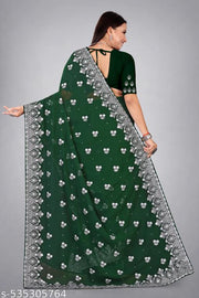 heavy Embroidery Work With Stone Work Saree