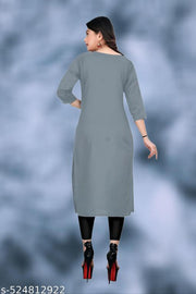 Plain Ethnic Pack of 2 American Regular Fit Kurta Round Neck New Stylish Casual Crepe Fabric Kurti For Women