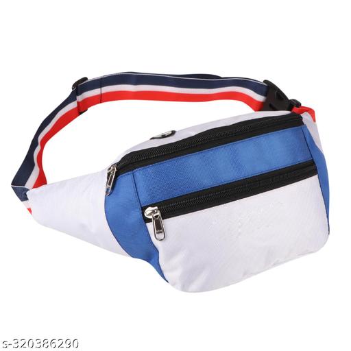 ZnW 3 Zipper Hiking Traveler Sports Waist Pouch Cycling Walking Running Chest Bag Waist bag( Royal Blue/White)