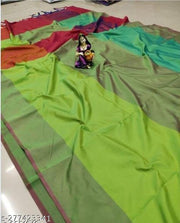 Trendy Colourful Cotton Blend Silk Saree