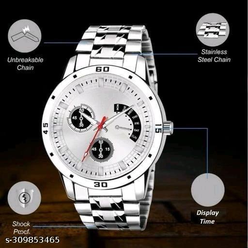 Men's Steel Chain white Men style Boys Hand Watch Gents 2026 Luxury Design Steel Chain New Model Analog Watch - For Men
