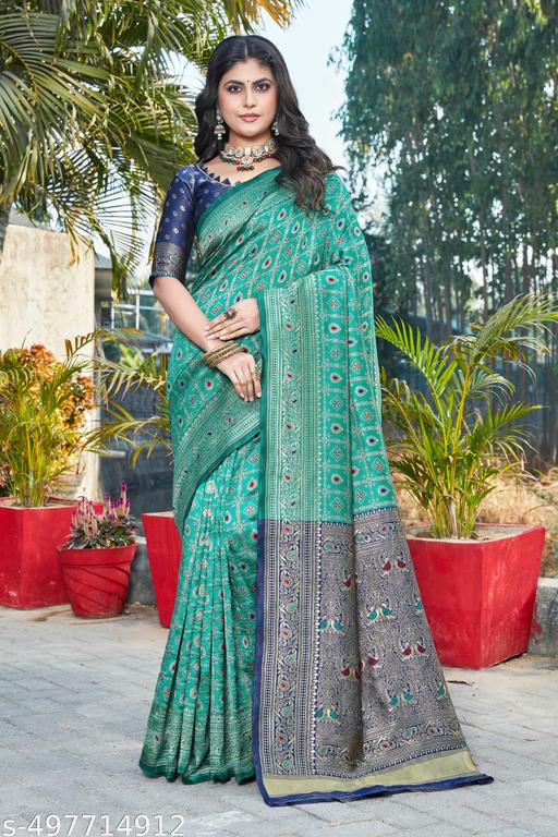 cotton silk jacquard saree with unstitched blouse