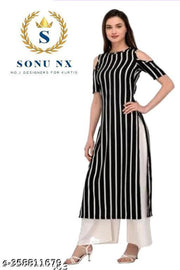Polyster/Crepe fabric-WOMEN PRINTED A-LINE KURTI