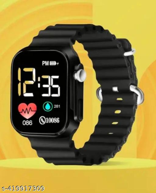 Trendy Black Colour Designer Strap Digital Watch for Unisex Kids Boys n Girls