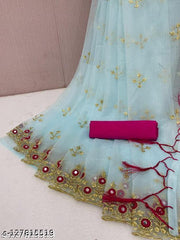 Elegant Women's Embroidered Saree with Mirror Work Design, Fancy Tassels and Matching Unstitched Blouse for Traditional and Ethnic Wear