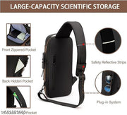 CLASSY WAIST USB BAG GOOD LOOK TRENDING CROSS SLING BUSINESS CASH BAG WITH USB POWER PORT CONNECTION MULTICOLOURED WAIST BAG