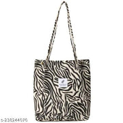 MOMISY Women Corduroy Tote Bag with Handle and Strap Belt Girls Shoulder Handbag Shopping Bag Travel for Daily Use Mother Work Beach and Grocery-Zebra