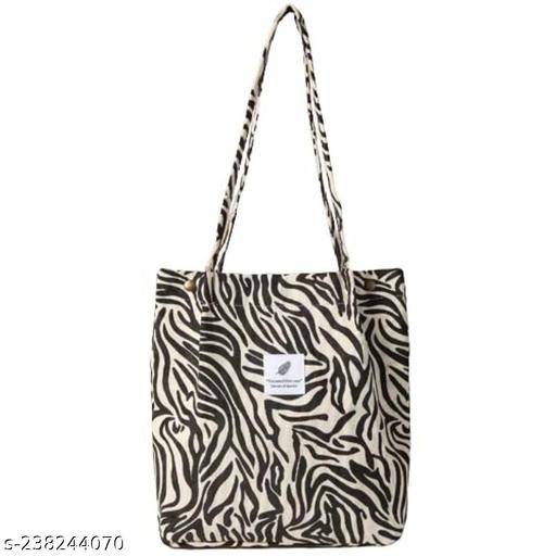 MOMISY Women Corduroy Tote Bag with Handle and Strap Belt Girls Shoulder Handbag Shopping Bag Travel for Daily Use Mother Work Beach and Grocery-Zebra