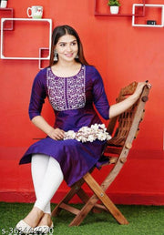 Purple Emrodery kurti for women