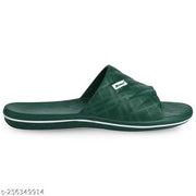 Paragon Ultra-Stylish Ultra-Comfortable Green Casual Slides for Men