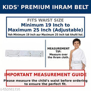 Ahram Belt for Kids | Hajj Umrah | White PU Leather | Adjustable Waist Size 19–25 | 2 Pockets | Sharia Compliant | Al-Harmain