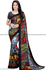 Leelavati- printed crepe MULTICOLOR saree with crepe blouse.VS-882-MULTICOLOR