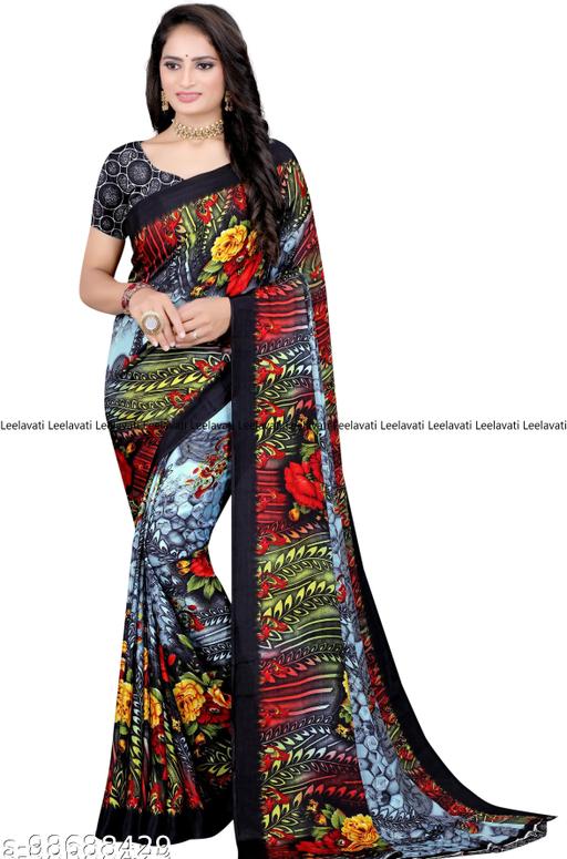 Leelavati- printed crepe MULTICOLOR saree with crepe blouse.VS-882-MULTICOLOR