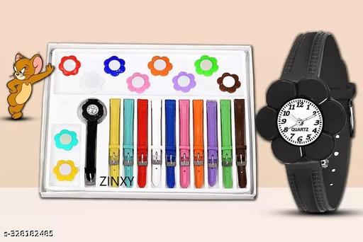 Trending 11 Belt Inter Changeable Belt and Dial Multicolor Watch for Girls